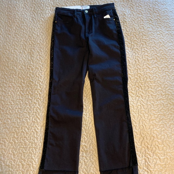“FRAME” Le High Straight Glitter Stripe Jeans - Picture 6 of 16